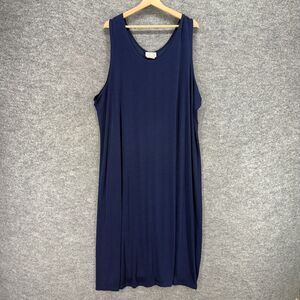 Baranda Dress Women 5X Plus Blue Shift Midi Sleeveless Round Neck Stretch Casual